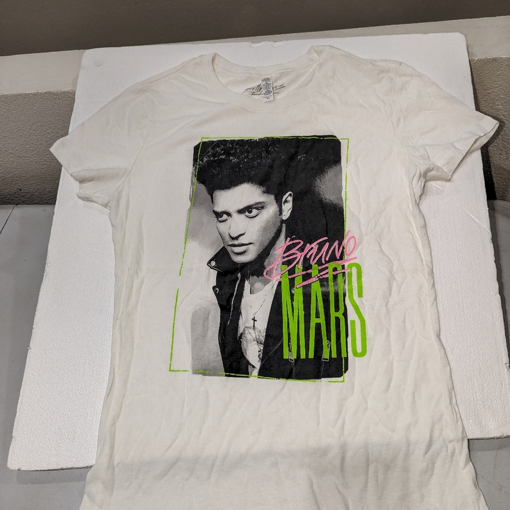 Bruno Mars White Graphic Tee